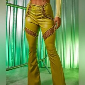 Lime Green Lace-Up Women's Pants